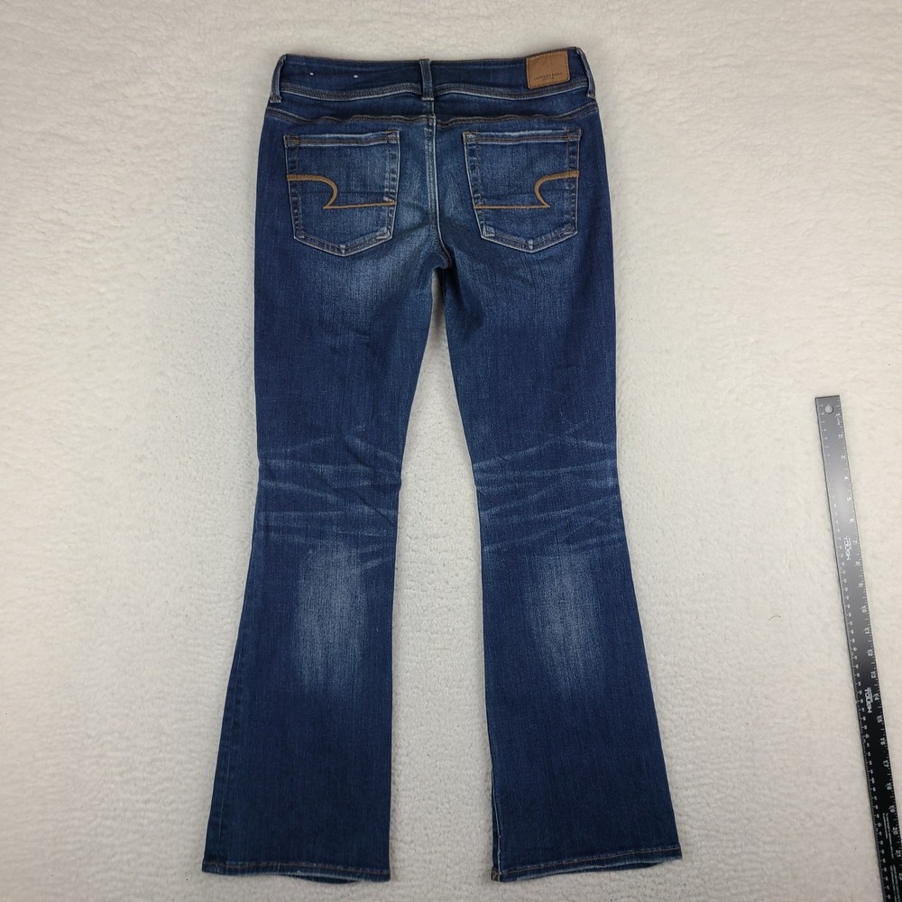 American Eagle Jeans Womens 6 Short Blue Super Stretch Kick Boot Dark Wash Denim - Picture 11 of 13
